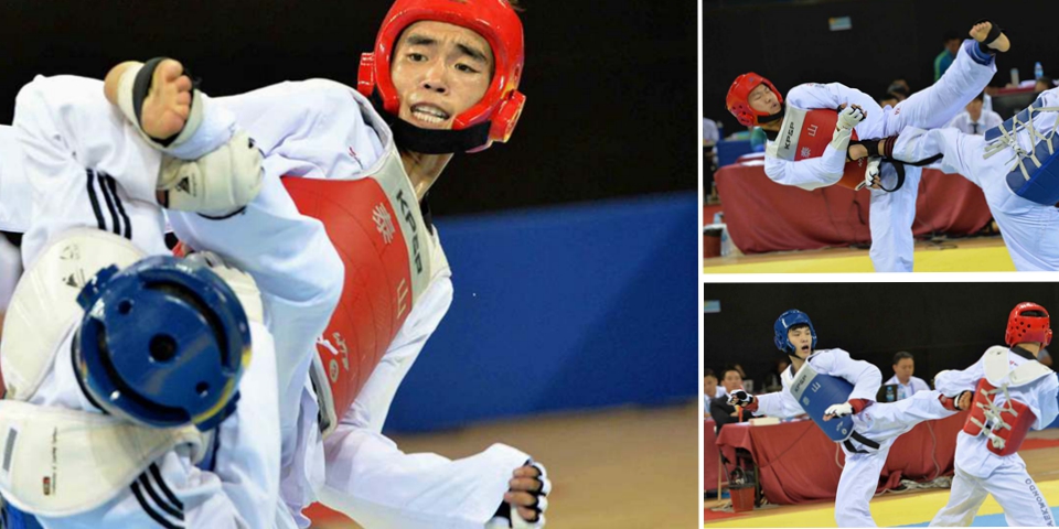 在今日下午舉行的省運(yùn)會(huì)男子跆拳道的比賽中，青島跆拳道隊(duì)的李浩楠、徐澤濤、王廣浩分別奪得男子68KG、+84KG、58KG銅牌。周光輝攝