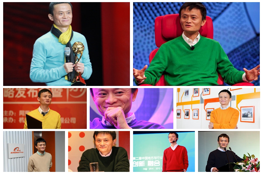 和往常大多數(shù)出現(xiàn)在公眾面前的時(shí)候不同，成為首富的那一天，馬云并沒(méi)有穿著毛衫出現(xiàn)在公眾面前，而是穿上了一身黑色的西服和深藍(lán)色的襯衣顯得格外低調(diào)。來(lái)看看馬云穿過(guò)的各色毛衣吧！