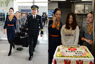 青島航空美艷空乘+帥氣機(jī)長亮相