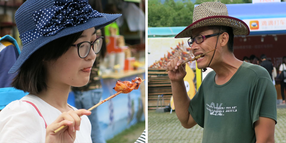 啤酒節(jié)吃貨萌相十足 萌妹子萌叔PK吃烤串