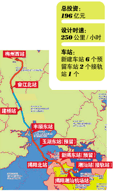 梅汕高铁开始环评 沿途设9个车站