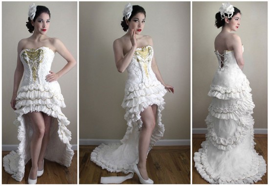 11卷廁紙做出的完美婚紗