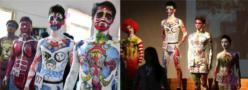 南京大學生人體彩繪釋放個性“致青春”