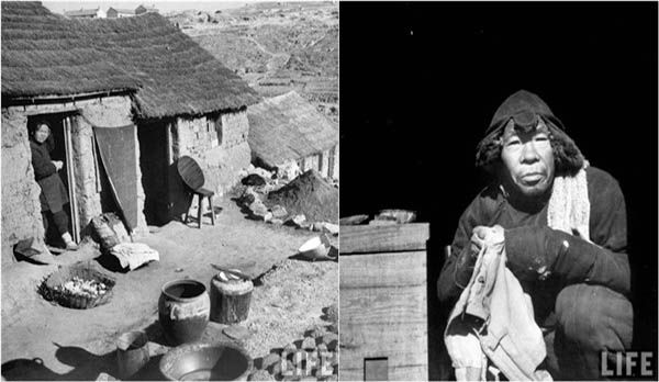 美國人拍1948年青島：破敗房子里農村婦女