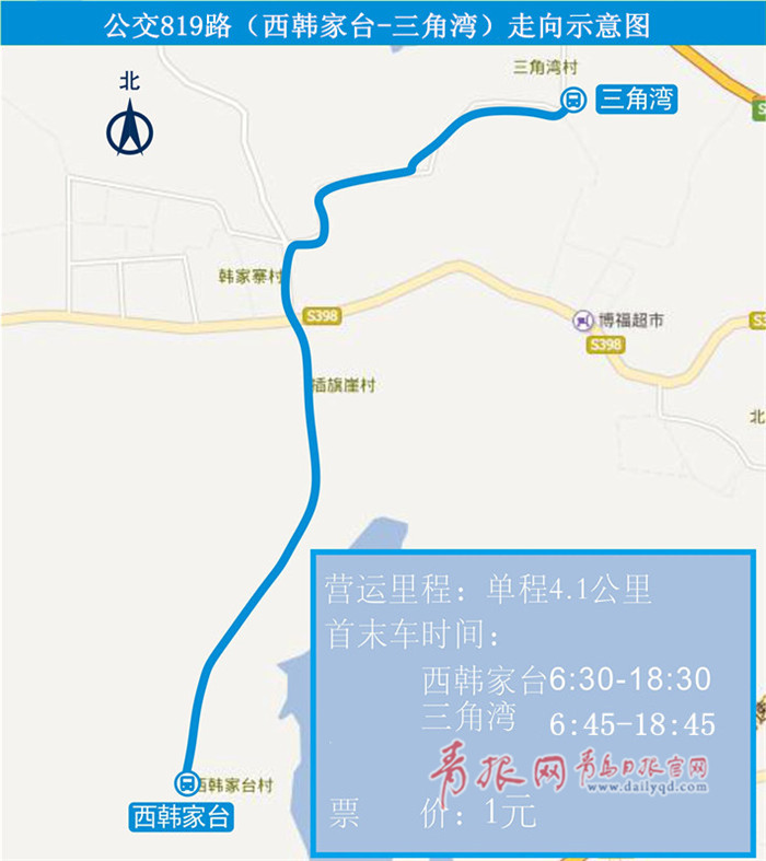 开通公交819路(西韩家台-三角湾)