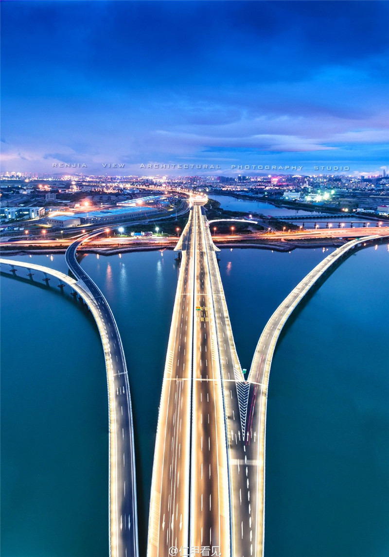 胶州湾跨海大桥夜景图片