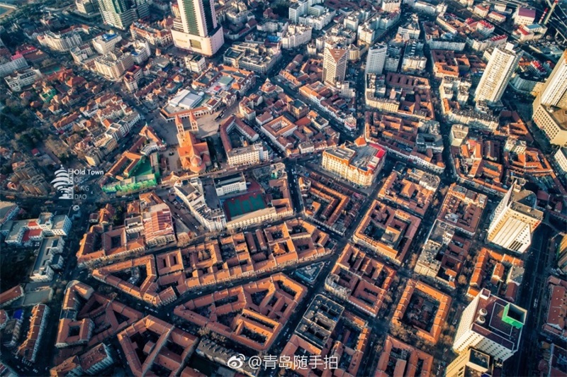 航拍青岛建筑透过城市肌理看到美好未来