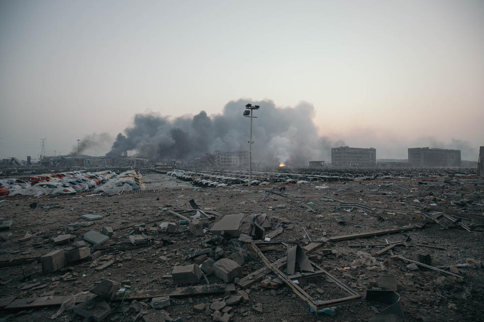 高清天津爆炸百日前后事故现场对比图